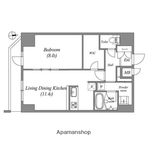 クオリタス浅草橋(1LDK/9階)の間取り写真