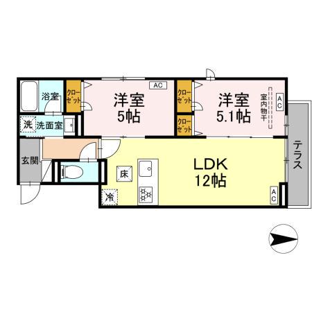 セレスティア西新井II(2LDK/1階)の間取り写真