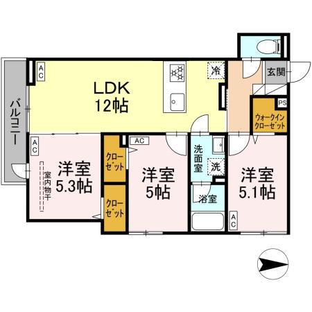 セレスティア西新井II(3LDK/3階)の間取り写真