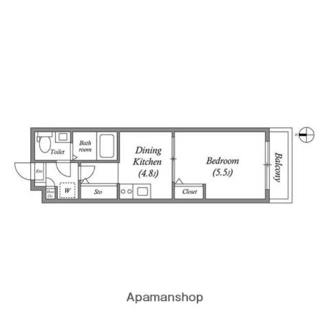 GRANPASEO舎人(1DK/5階)の間取り写真