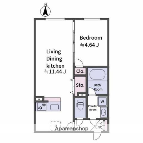 ALATO OYAMAⅡ(1LDK/4階)の間取り写真