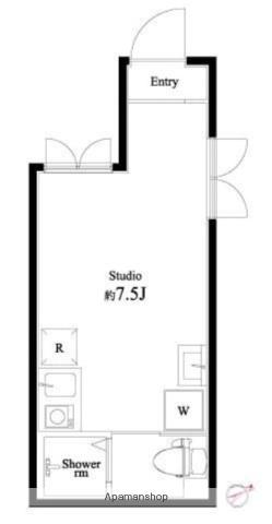 VARYS北千住(ワンルーム/1階)の間取り写真