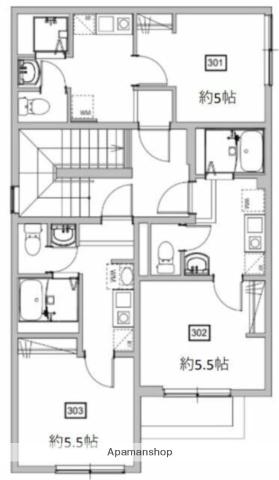 OPEN RISE尾久銀座Ⅰ(1K/3階)の間取り写真