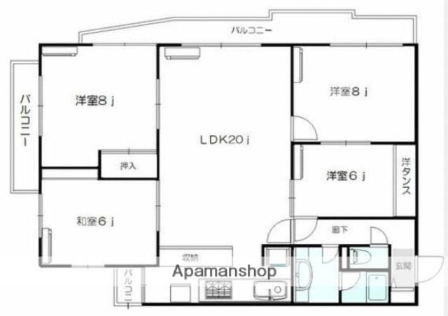 朝日白山マンション(4LDK/12階)の間取り写真