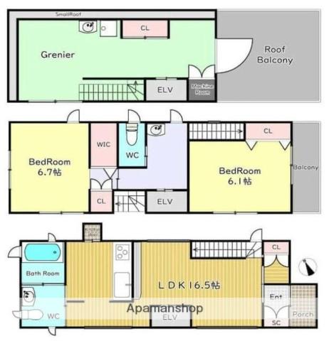 東京地下鉄南北線 本駒込駅 徒歩4分 3階建 築13年(2SLDK)の間取り写真