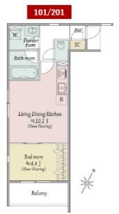MOCXION扇(1LDK/1階)の間取り写真