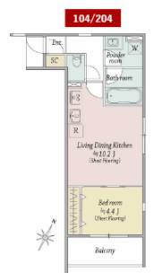 MOCXION扇(1LDK/1階)の間取り写真