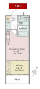 MOCXION扇(1LDK/1階)の間取り写真