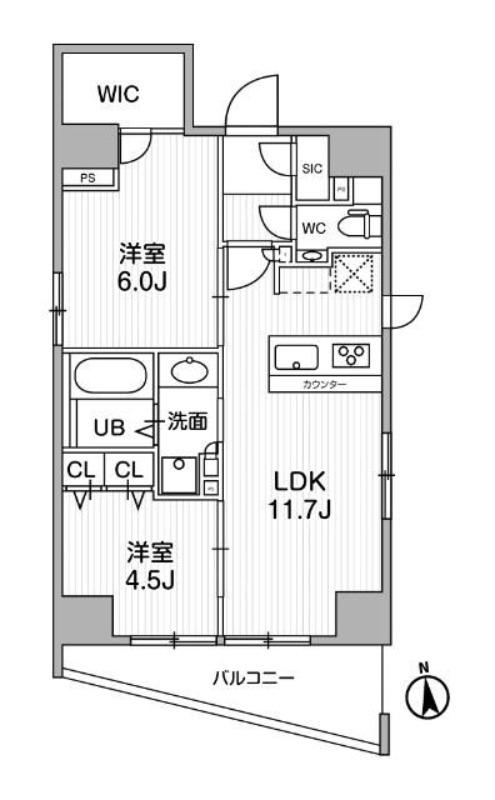 CREATIF秋葉原(2LDK/15階)の間取り写真