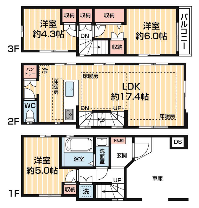 東京地下鉄丸ノ内線 茗荷谷駅 徒歩8分 3階建 築1年(3LDK)の間取り写真