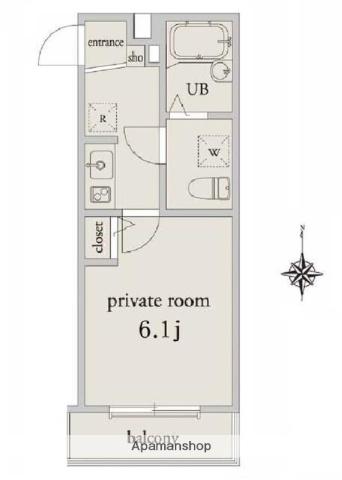 ECLAS北千住(1K/2階)の間取り写真