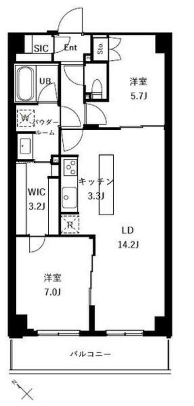ザ・ケンジントン・レジデンスときわ台(2LDK/1階)の間取り写真