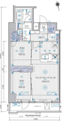 MAXIV CROS 高島平 MIRAIS(2LDK/8階)の間取り写真
