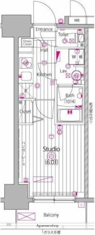 ガーラ・グランディ池袋Ⅱ(1K/14階)の間取り写真