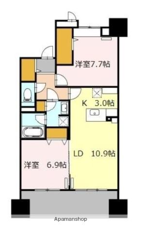 ロイヤルパークスシーサー南千住(2LDK/9階)の間取り写真