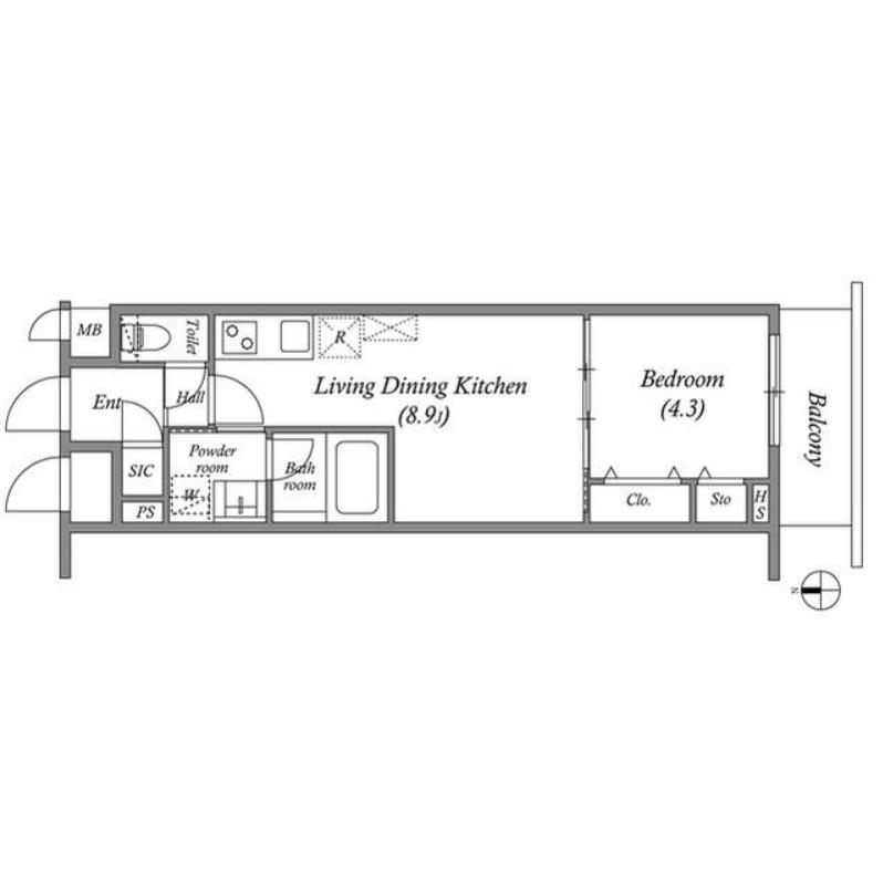 プライムガーデン若木(1LDK/3階)の間取り写真