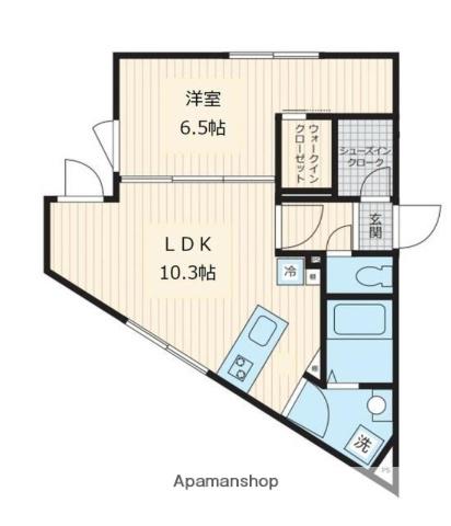 FULLEA椎名町(1LDK/2階)の間取り写真