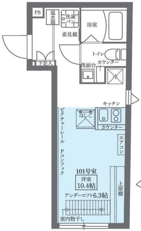 COCOCUBE北千住(ワンルーム/1階)の間取り写真