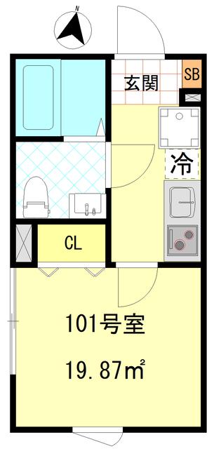 CFジオーレ本蓮沼(1K/1階)の間取り写真