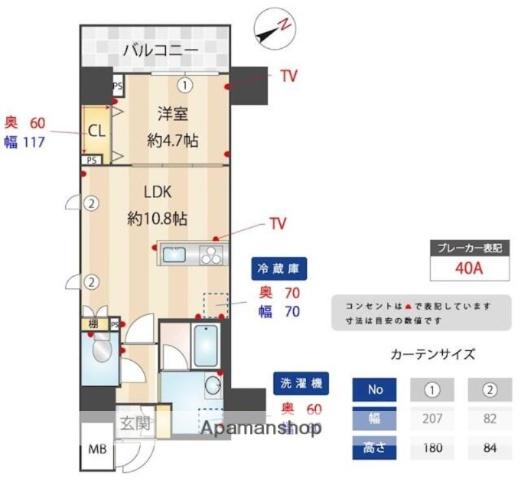 アルファレジデンシア南千住(1LDK/6階)の間取り写真