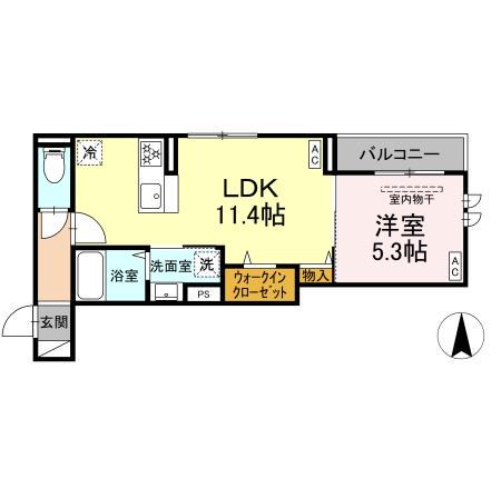 セレスティア扇VI(1LDK/3階)の間取り写真