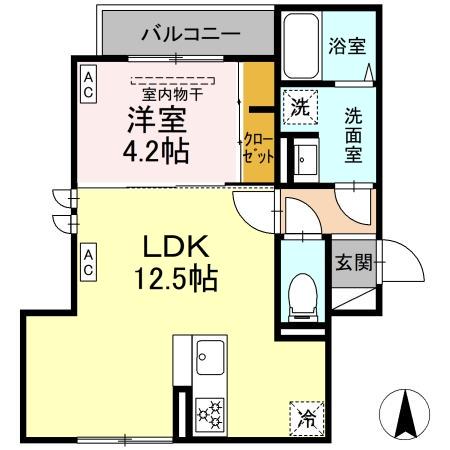 セレスティア扇VI(1LDK/2階)の間取り写真