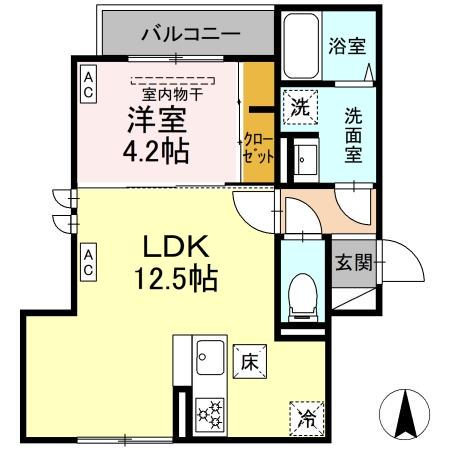 セレスティア扇VI(1LDK/1階)の間取り写真