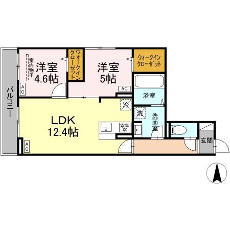 セレスティア谷在家II(2LDK/3階)の間取り写真