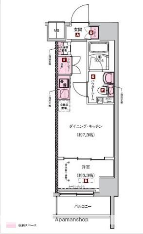 SAKURA AXIS 中板橋(1DK/8階)の間取り写真