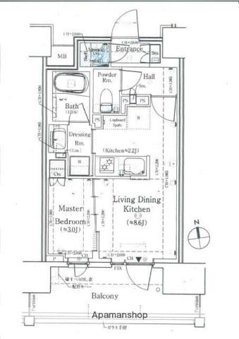 パークホームズ浅草橋(1LDK/7階)の間取り写真