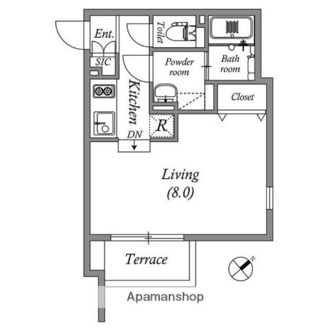 PASEO高田馬場Ⅲ(1K/1階)の間取り写真