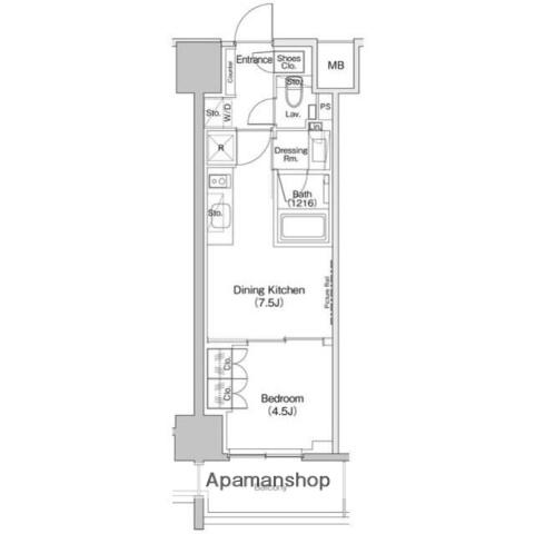 ザ・パークハビオ元浅草プレイス(1DK/11階)の間取り写真