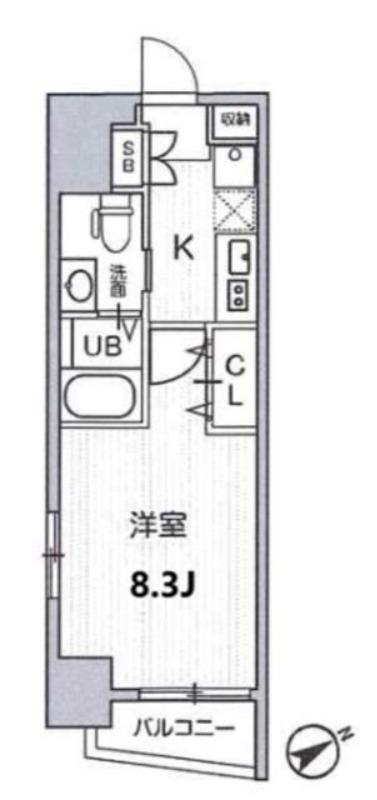 ラヴィエント南千住Ⅴ(1K/11階)の間取り写真