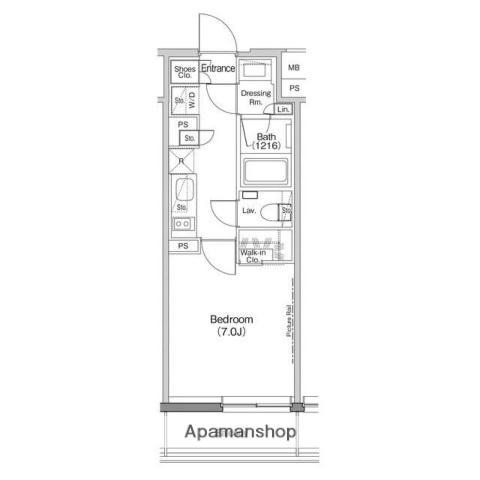 ザ・パークハビオ神楽坂香月(1K/1階)の間取り写真