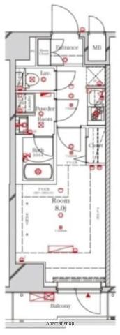 アルテカーサプレスト北千住(1K/5階)の間取り写真