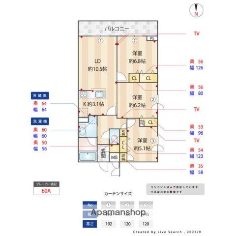 プライムガーデン若木(2SLDK/5階)の間取り写真