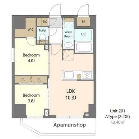 S-RESIDENCE浅草CLARITY(2LDK/12階)の間取り写真