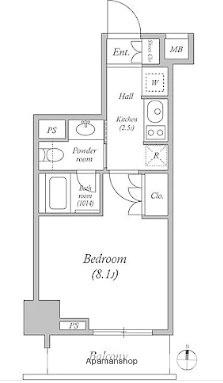 アビタシオン神楽坂(1K/4階)の間取り写真