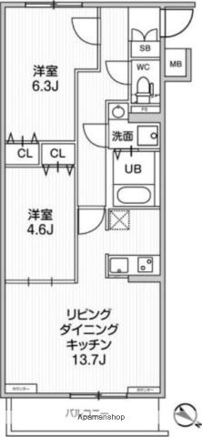 ジェノヴィア板橋本町Ⅲスカイガーデン(2LDK/5階)の間取り写真