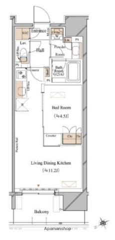 ブランシエスタ浅草蔵前(1LDK/2階)の間取り写真