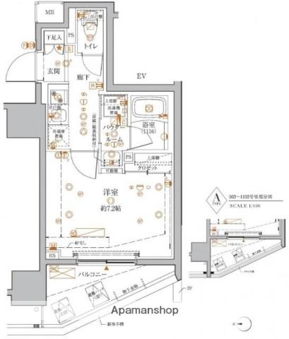 クレイシアIDZ王子マークプレイス(1K/10階)の間取り写真