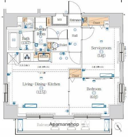 HYS田端2ウエスト(1SLDK/2階)の間取り写真
