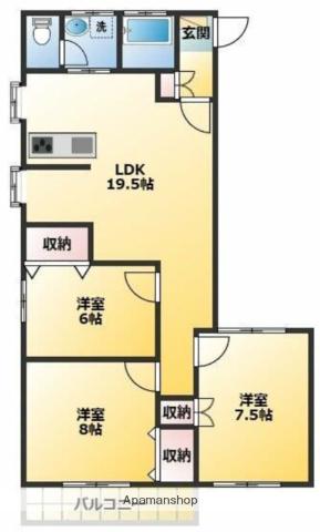 コーポフジクラ(3LDK/1階)の間取り写真