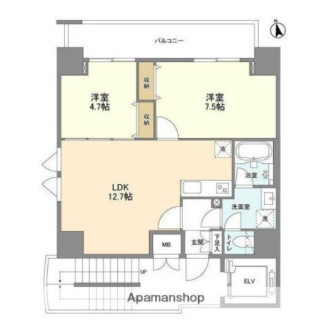 リバーレ上野稲荷町(2LDK/9階)の間取り写真