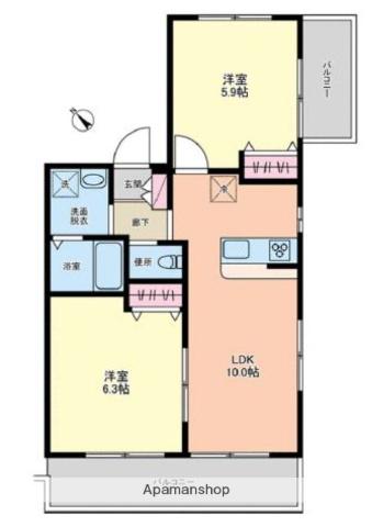 グランコート茗荷谷(2LDK/3階)の間取り写真