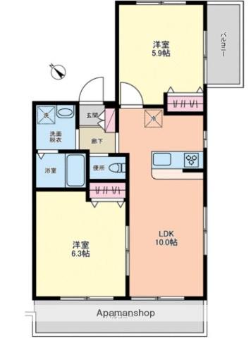 グランコート茗荷谷(2LDK/2階)の間取り写真