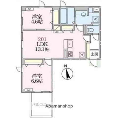 アローマ王子本町(2LDK/2階)の間取り写真