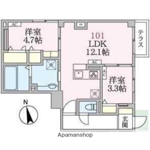 アローマ王子本町(2LDK/1階)の間取り写真