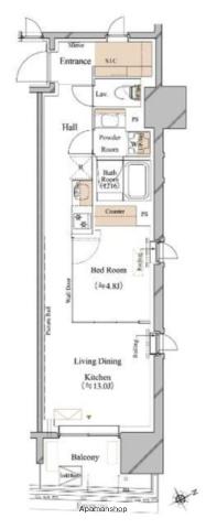 ブランシエスタ浅草蔵前(1LDK/4階)の間取り写真