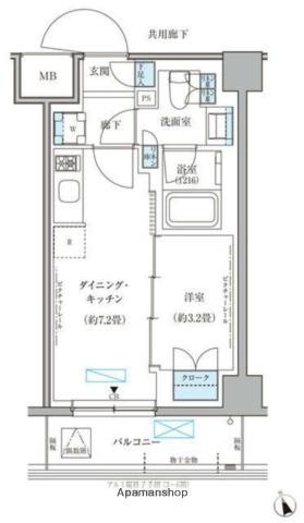 パークアクシス文京本郷(1DK/3階)の間取り写真